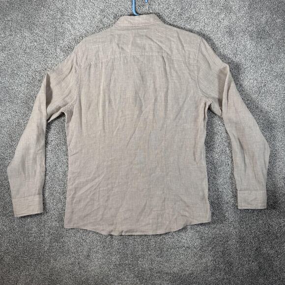 Vtg Y2K Mens Store Bloomingdales Shirt M Tan Linen Timeless Coastal Quiet Luxury - Picture 7 of 9